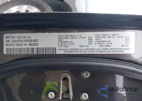 2021 Ram 2500 Big Horn 4X4 6'4 Box from USA, damaged, VIN 3C6UR5DLXMG591827